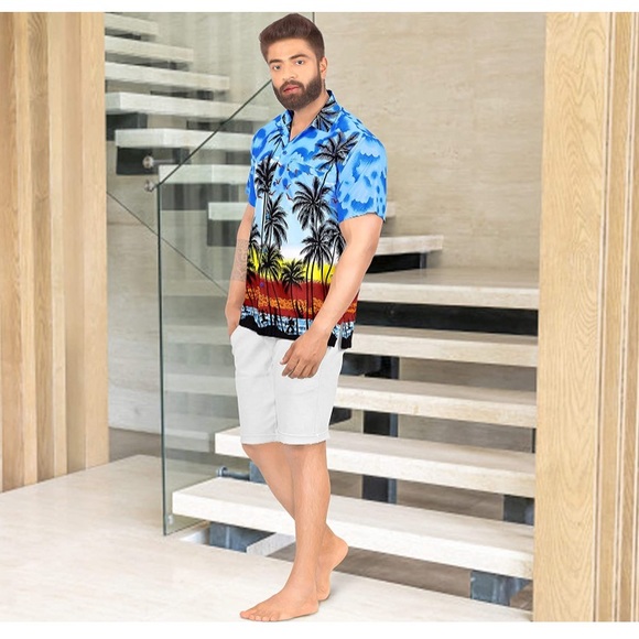 (1718) LA LEELA Men's Hawaiian Beach Button Down Casual Shirts 4XL NWOT - Picture 5 of 6